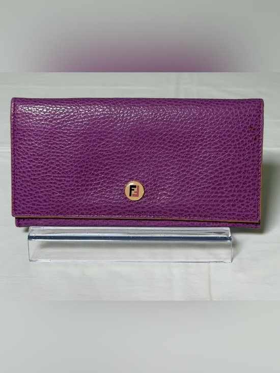 Fendi Handbags - Fendi purple pebbled leather wallet